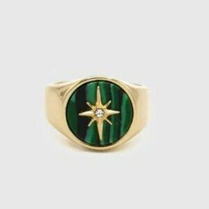 Rebecca Minkoff Gold Semi Charm Malachite Star Ring Sz. 7